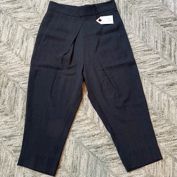NWT In Good Company Wool Crepe Aldrich Pants in Melange Ash Zip Back Lagenlook - Picture 1 of 14
